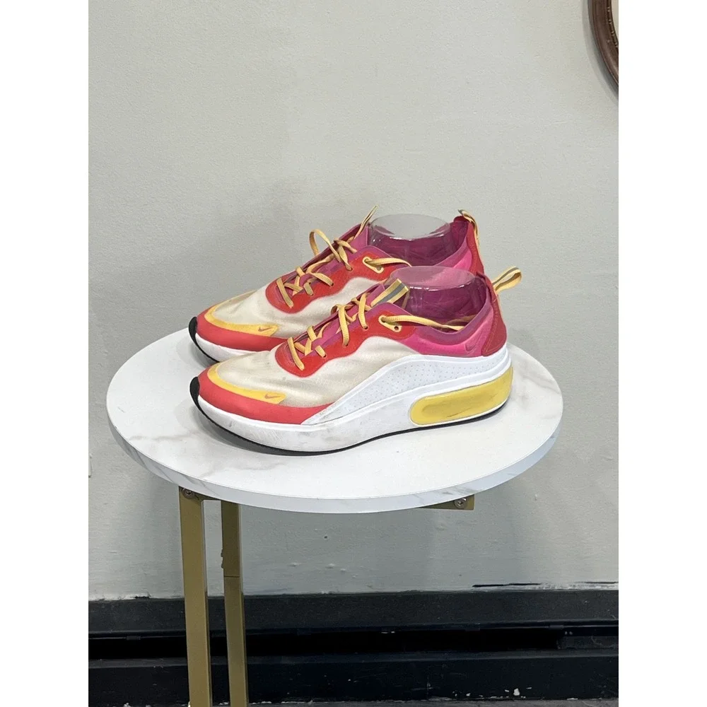 Nike Air Max Pink White Yellow Orange Casual Athletic Sneakers Shoes Size 9.5